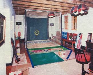 Fabulous set of 6 antique swivel black laquered parlor bar stools with red plush comfy cushioned seats and foot rest. Dimensions: Seat height 31". Back height 42".  Heavy and solid. 