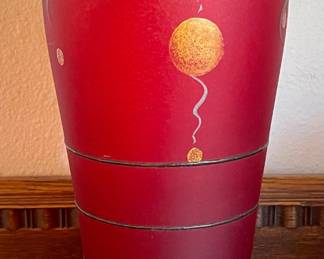 Czech Glass Art Miracle Studio 15" Signed Red Vase