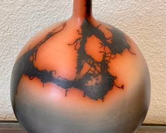 Burnt Horse Hair Pottery Vase By Linda