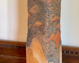 Painted Dessert Pottery Lidded Vase By Darlis Lamb