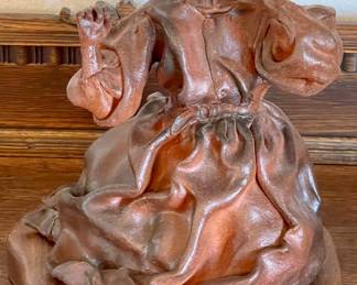 Darlis Lamb Pottery Female Sculpture On Wood Base Signed