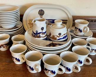 8 Piece Set Of Noritake Primastone Genuine Stoneware Up Up And Away - Bowls, Cups, Plates, Platter, And More