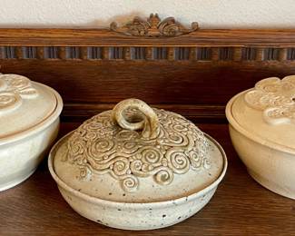 (3) Darlis Lamb Hand Made Pottery Casserole Dishes