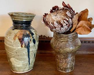 (2) Studio Pottery Vase Signed - (1) Darlis Lamb