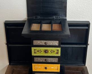 Wood And Veneer Multi Color Table Top Jewelry Box India