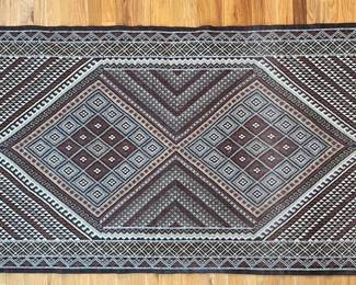 79" X 40" Hand Woven Wool Geometric Pattern Rug From Tunisia