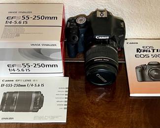 Cannon EOS Rebel T1i Camera With EFS 55-250mm Image Stabilizer In Box