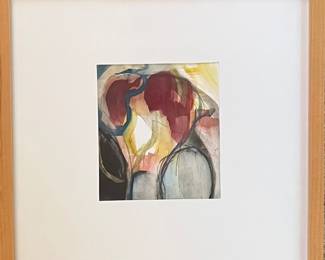 Original Abstract Framed Water Color Signed