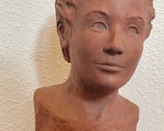 Vintage Darlis Lamb 16" Pottery Bust With Wood Base Ages Of Innocence