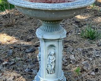 Vintage Resin Two Piece Bird Bath