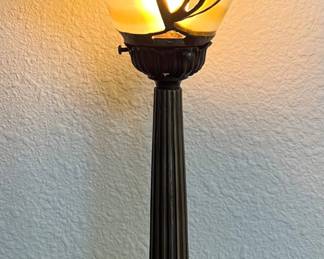 Vintage Loevsky & Loevsky WMC Art Glass Lamp With Bronze Metal Base