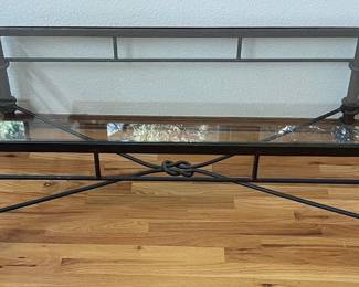 Bronze Tone Wrought Iron Coffee With Glass Top