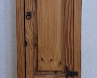 Rustic Pine Cabinet With Single Drawer And Metal Base Made In Mexico