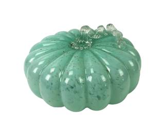 Teal Blown Glass Autumn Pumpkin