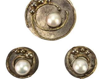 Sterling Silver Brooch And Earring Set