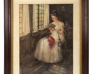 1925 Signed Abigail W. Cooke Watercolor Portrait Painting