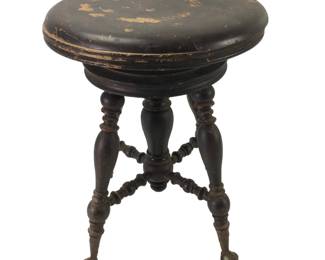 Antique Piano Stool With Glass Ball Claw Feet