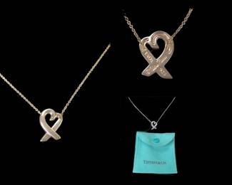 Tiffany & Co. Paloma Picasso Loving Heart Sterling Silver Pendant Necklace