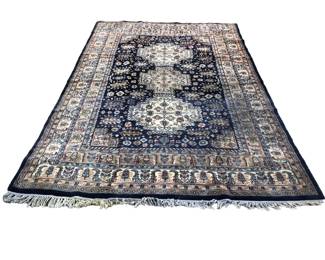Hand Woven 6X9 Persian Area Rug (Navy Blue, Beige, Cream, Light Blue, Pink, Green)