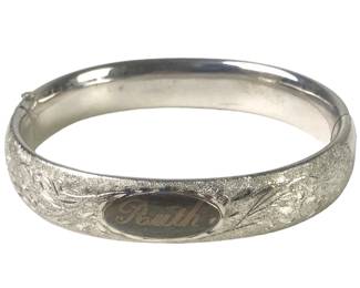 Vintage Sterling Silver Bangle Bracelet, Engraved "Ruth"