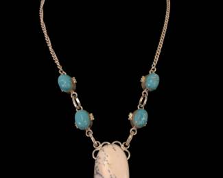 Dendritic Opal & Turquoise Statement Necklace