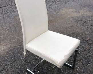 White Faux Leather Dining / Office Chair With Chrome Base