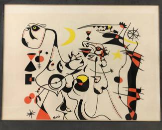 "Figure At Night Guided By The Phosphorescent Tracks Of Snails" Silkscreen Print By Joan Miro