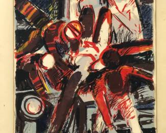 1964 Signed William A. Bartsch Figurative Painting, "Game #2"