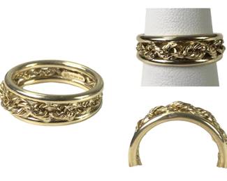 10K Yellow Gold Rope Braid Ring, Size 7-1/4