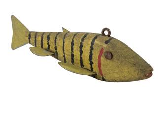 Vintage Carved Wood Hand Painted Folk Art Ice Fishing Decoy