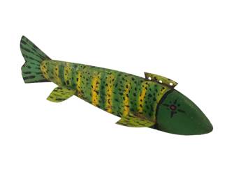 Vintage Carved Wood Hand Painted Folk Art Ice Fishing Decoy