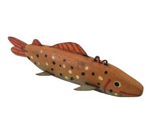 Vintage Carved Wood Hand Painted Folk Art Ice Fishing Decoy