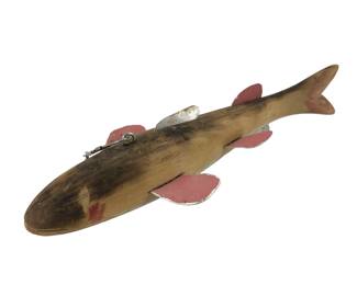 Vintage Carved Wood Hand Painted Folk Art Ice Fishing Decoy