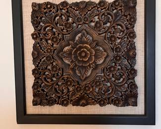 Wood carving mounted & framed