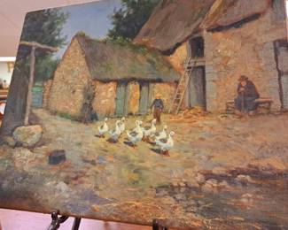 Vintage and modern artwork.  Ca. 1900's French oil painting 