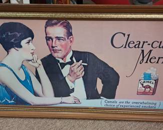 Framed vintage advertising.  Camel cigarettes "Clear-cut Merit" R. J. Reynolds Co.