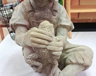 "Jimmy and his Frog" concrete statue
