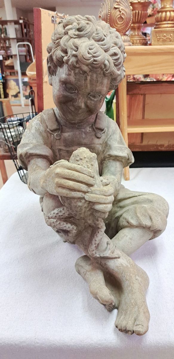 "Jimmy and his Frog" concrete statue