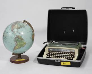 19:World globe & typewriter lot