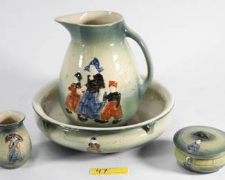47:Roseville Dutch Holland 4 Pc. pottery set
