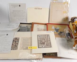 52:Misc group estate items, ephemera, doll