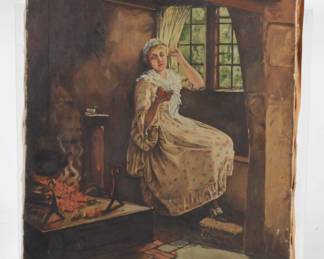 85:Charles Zuck after Millet O/C interior lady ptg