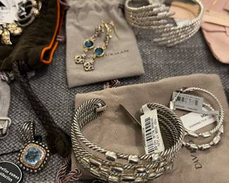 DY Logo Drop Earrings and Open Willow Bracelet 