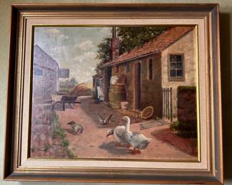 Oil on canvas - "Barnyard Scene"