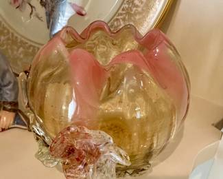 Artisan hand-blown glass vase