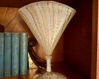 Venitian Glass Pedestal Trumpet Vase