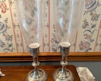 Sterling Silver Hurricane-Style Candle Holders