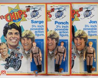 42:3PC 1970 Mego CHiPs Jon Ponch Sarge MOSC