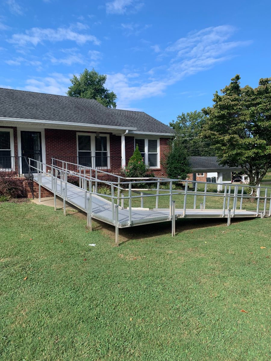 Aluminum handicap ramp. Fully adjustable for your location. Available for pre-sale. Text Clint at 615-336-1675. Original cost was $6,000. 