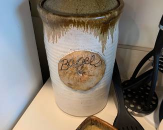 Stoneware bagel jar Pigeon River Pottery